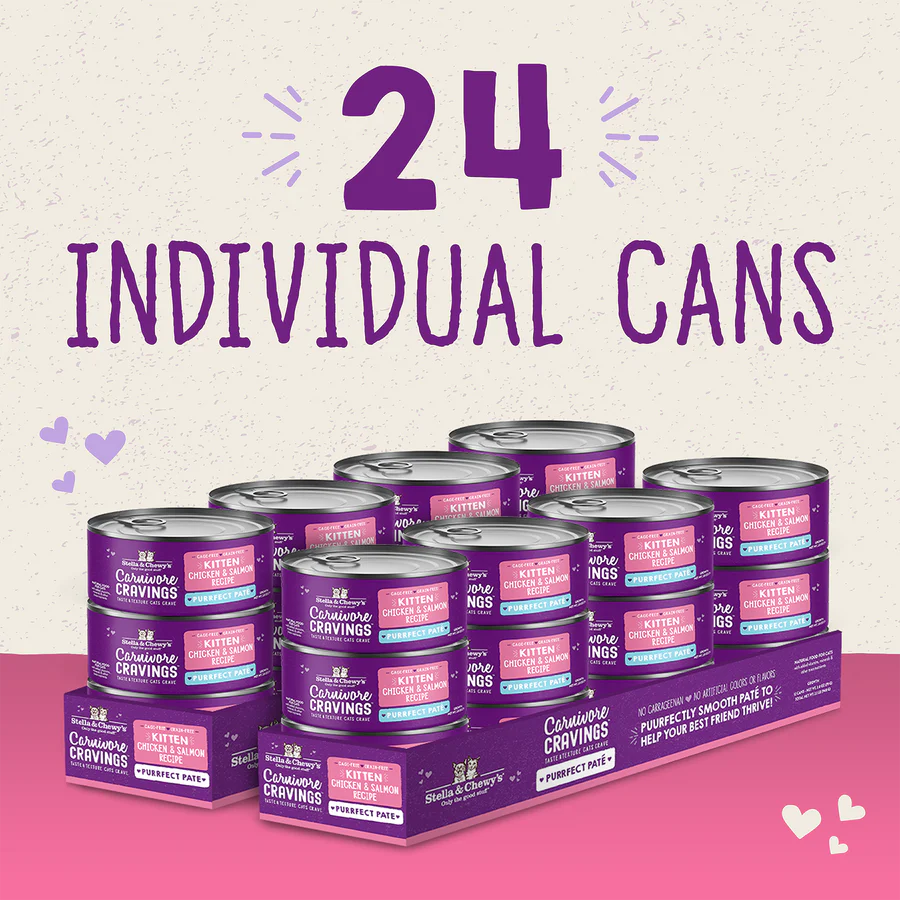 Stella & Chewy's Grain-Free Kitten Chicken & Salmon Bone Broth & Meat Pâté (24 Cans)