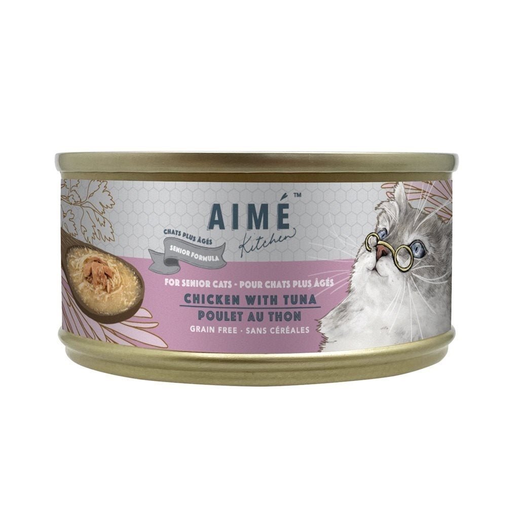 24 罐優惠套裝 - Aime Kitchen - Chicken with Tuna For Senior Cats 雞肉煮吞拿魚老貓專用貓罐頭 75g (TCT75-S) - 幸福站