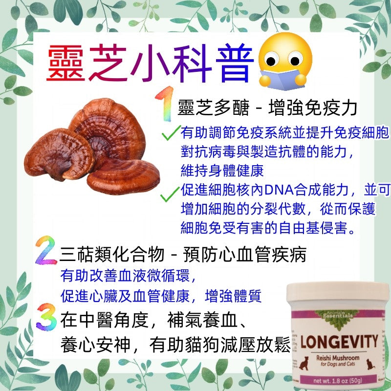 Animal Essentials - LONGEVITY 有機靈芝粉 1.8oz (50g) (貓狗合用)