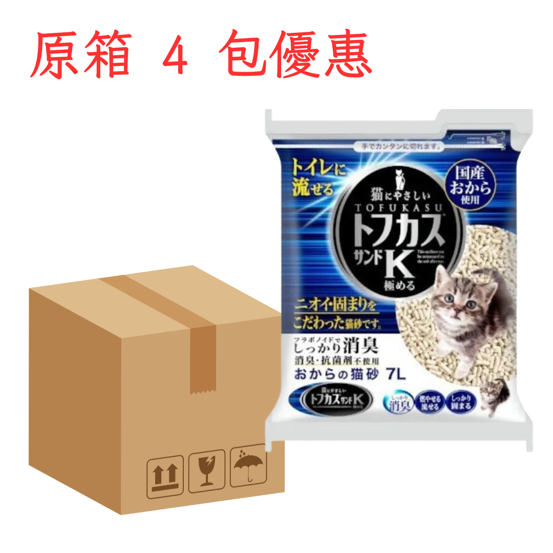 日本 K 圓條豆乳豆腐貓砂 7L X 4包優惠