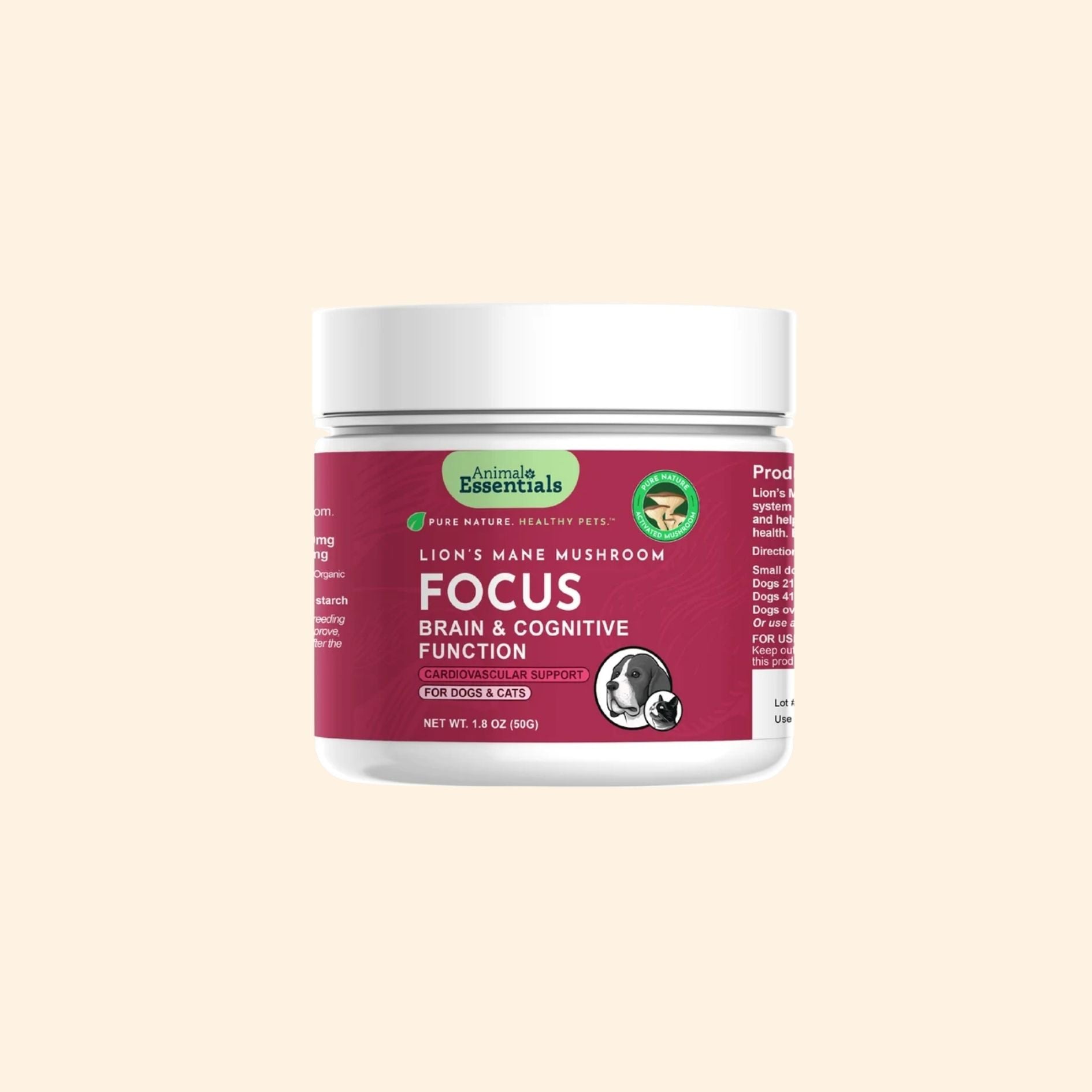 Animal Essentials FOCUS Organic Lion's Mane Mushroom Powder