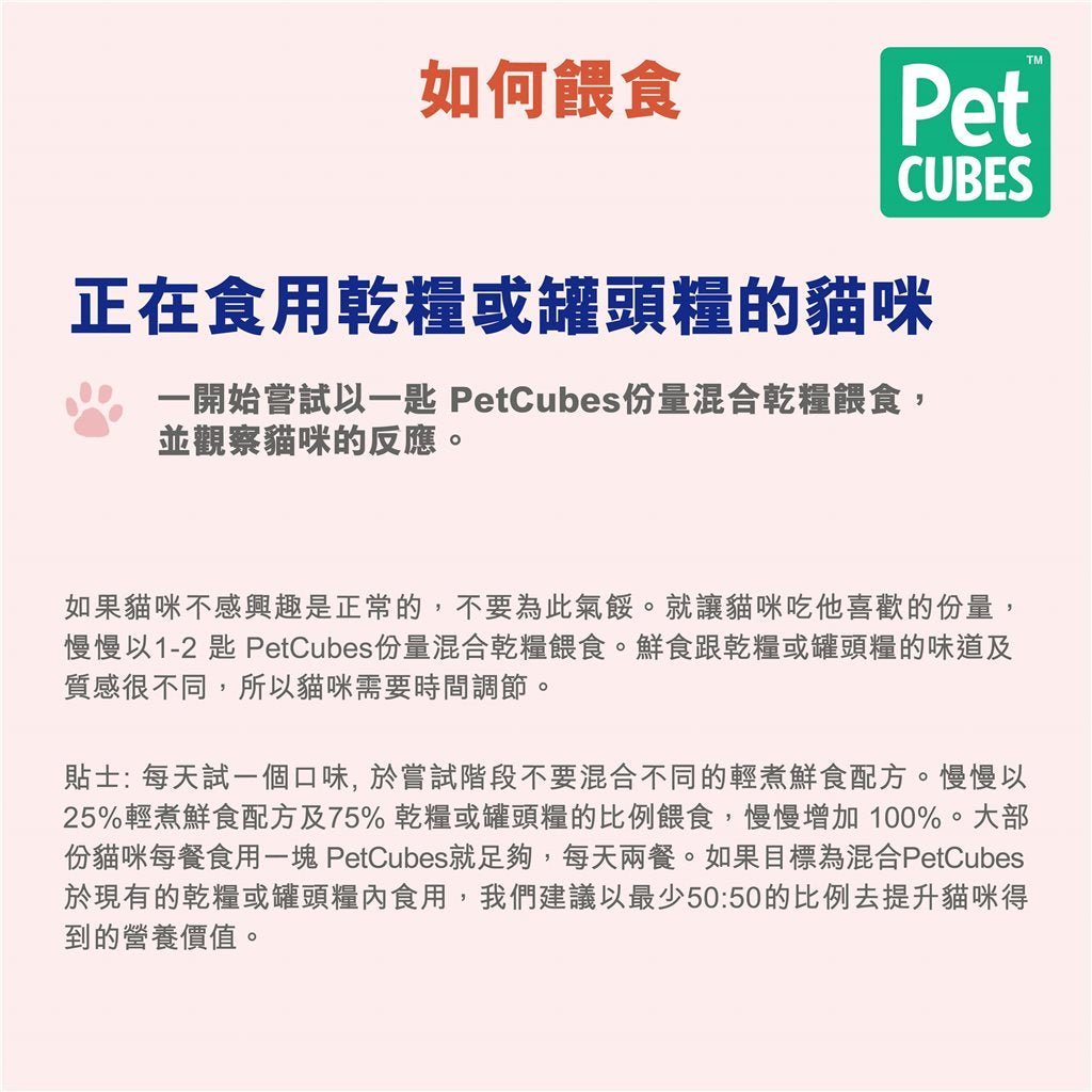 原箱 7 盒優惠 - PetCubes - 輕煮鮮食系列 雞肉加鴨肉老貓糧 320g (須冷藏) - 幸福站