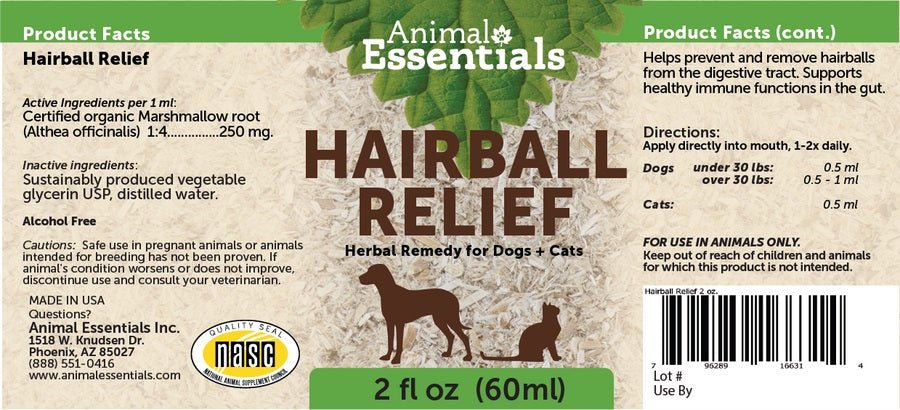 Animal Essentials - Hairball Relief 治療養生草本系列 - 去毛球配方 (貓狗合用) 2oz