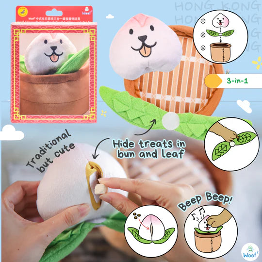Woof² Chinese Birthday Peach Bun 3-In-1 Nose-work Pet Toy
