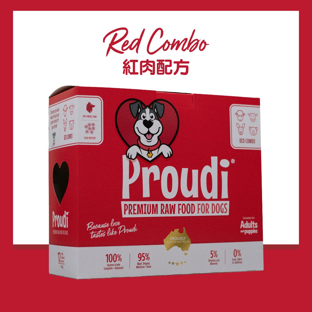 Proudi 急凍生肉狗糧 - 紅肉配方 2.4kg - 幸福站