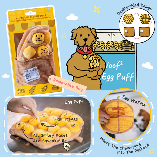 Woof² Egg Puff/ Waffle 2-in-1 Nose-work Pet Toy