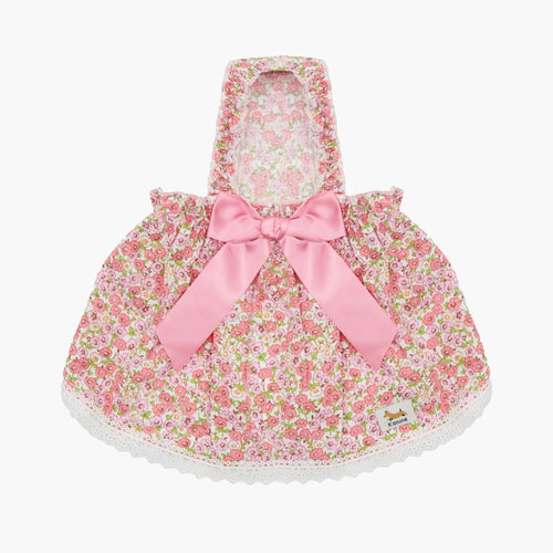 Dog Floral Satin Bow Dress