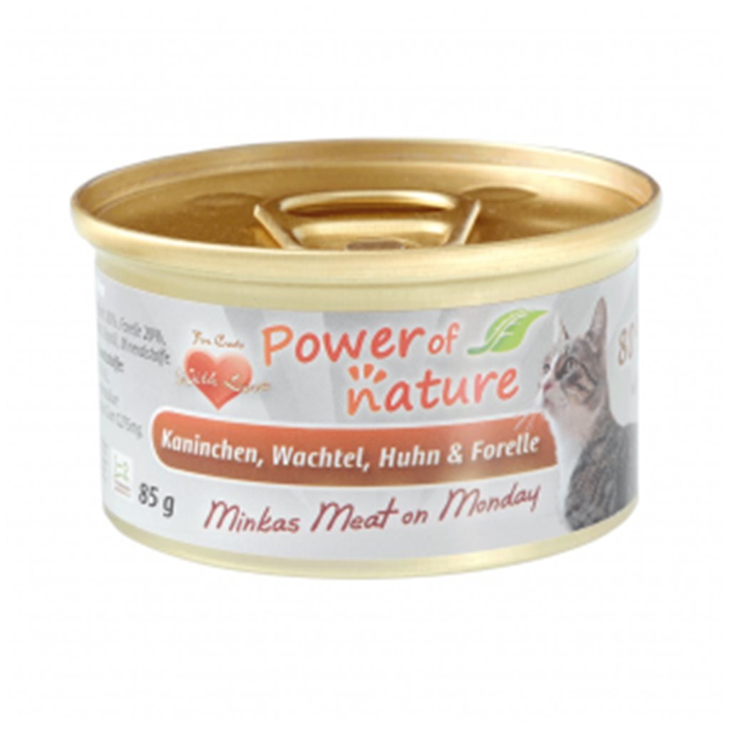 Power of Nature 星期一慕絲 (Kaninchen, Wachtel, Huhn & Forelle) 兔肉鵪鶉雞肉鱒魚 85g (啡色)