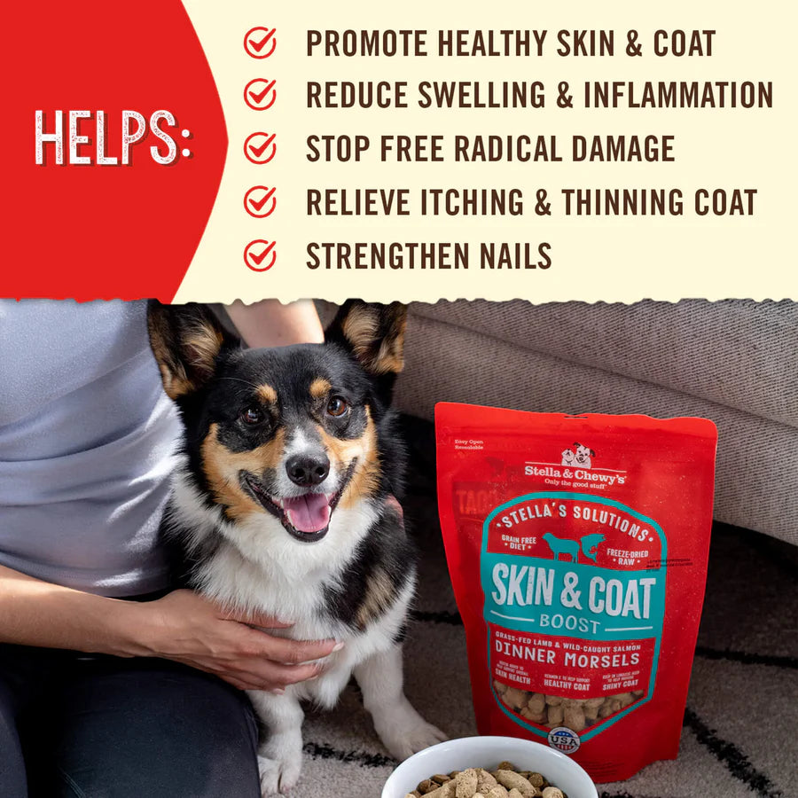 Stella's Solutions - 有助皮毛健康 -草飼羊及野生捕撈三文魚 凍乾狗糧 (主糧/乾糧伴侶)