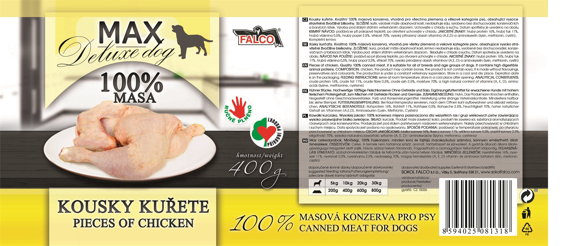 MAX Deluxe Dog - 捷克嫩雞件鮮燉罐 (貓狗合用鮮食) 200g