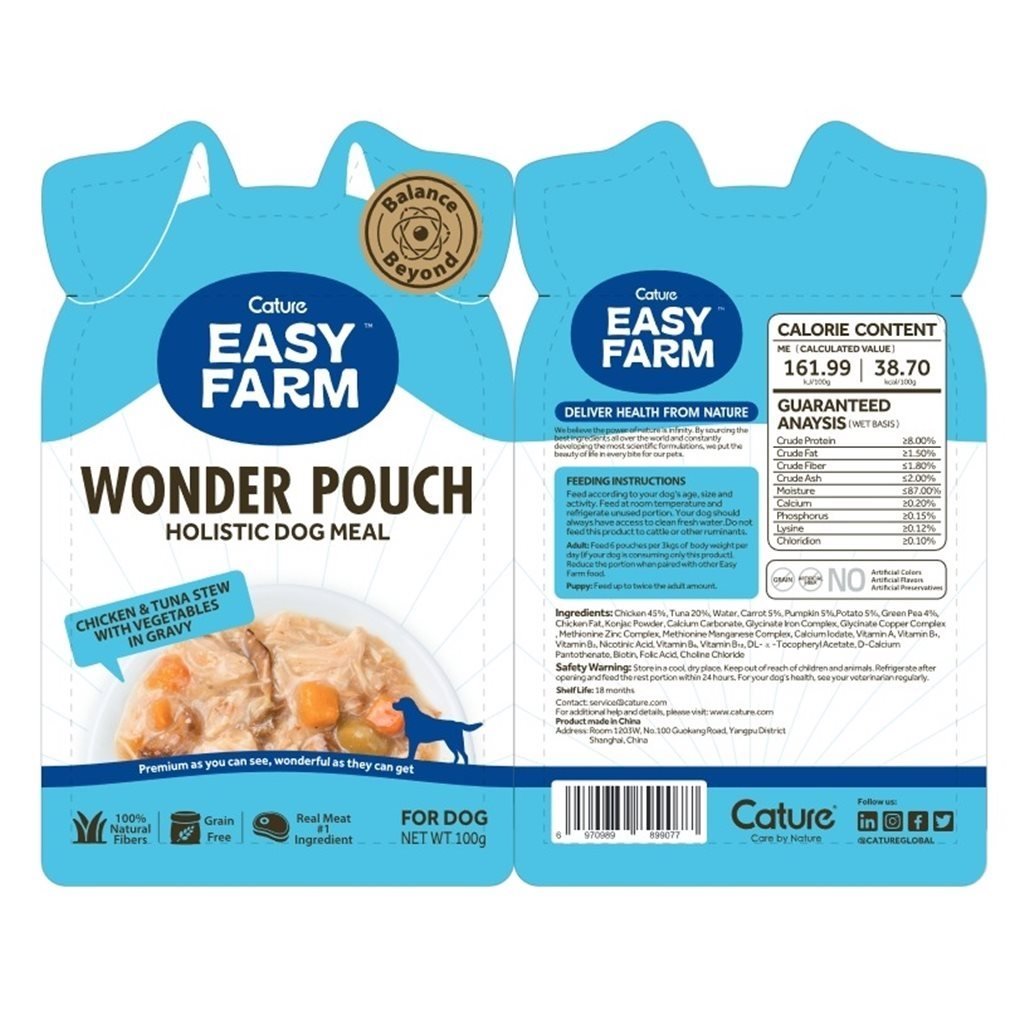 Cature 迦爵 Wonder Pouch 狗狗低溫慢燉鮮食餐包 - 雞+吞拿魚配方 100g - 幸福站