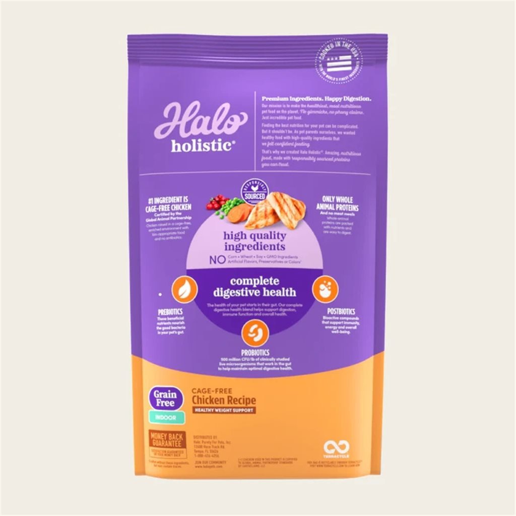 Halo - Holistic 無穀室內貓雞肉配方 10 lb (35202-H) - 幸福站