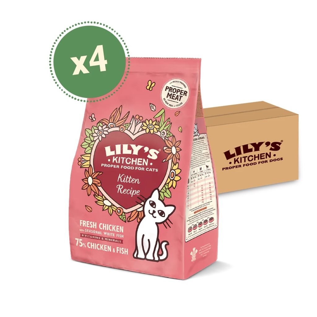 Lily's Kitchen - 無穀物滋味鮮雞肉低磷幼貓乾糧 800g X 4 包 優惠套裝